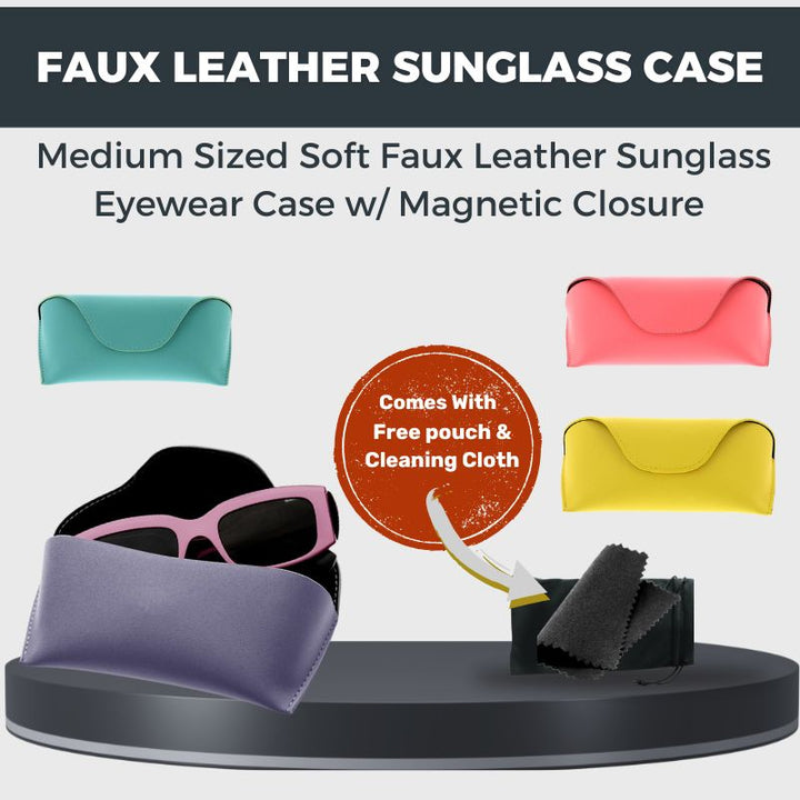 Soft Faux Leather Sunglass  Case w/ Magnetic Closure