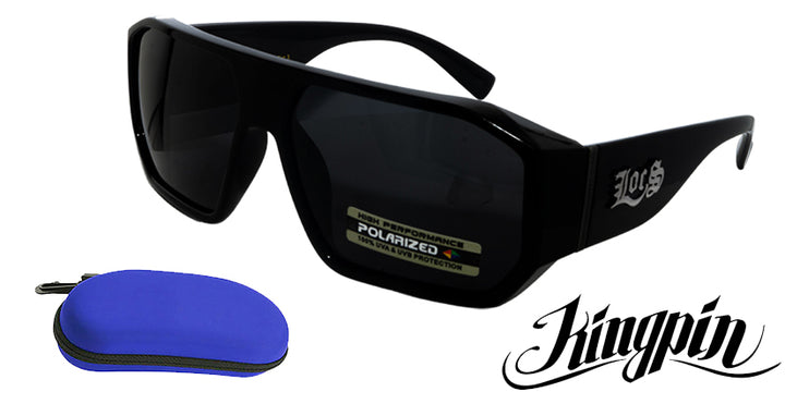 LOCS "KINGPIN" Large Frame Shield Polarized Sunglasses. with Logo