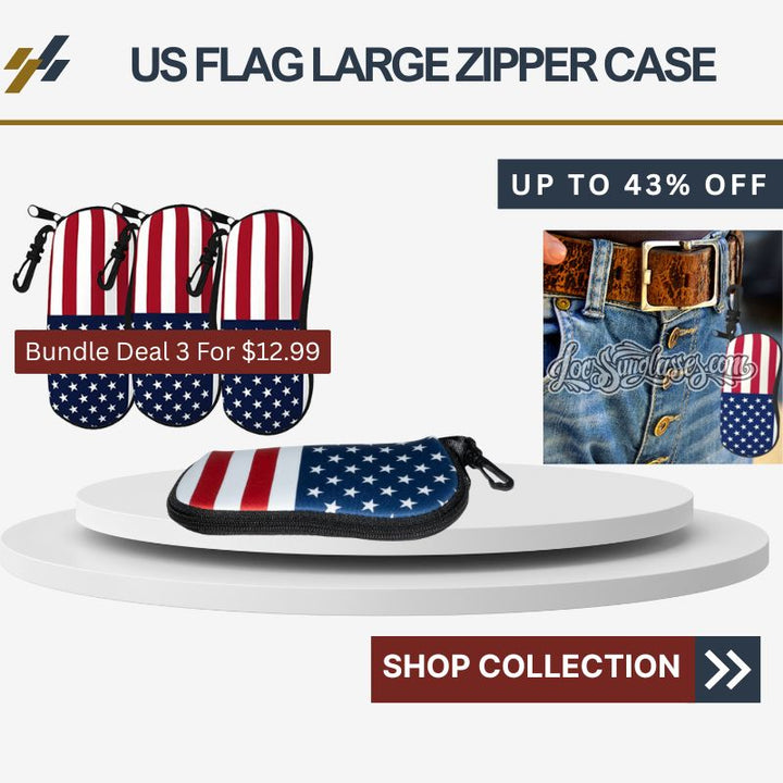 American Flag Ultra Light  Large Zipper Case with Belt Clip